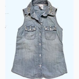 Girl’s Jeweled Button-Up Top